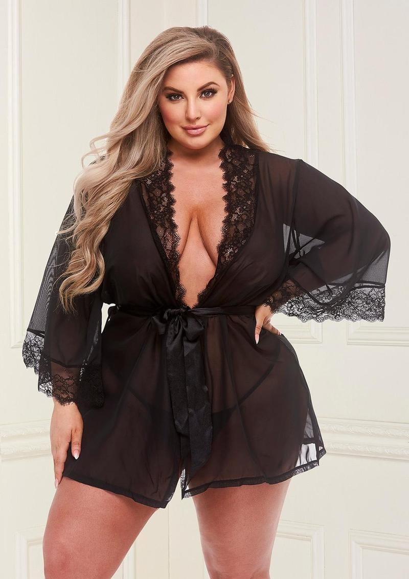 Sheer Chiffon & Lace Robe - Image 2