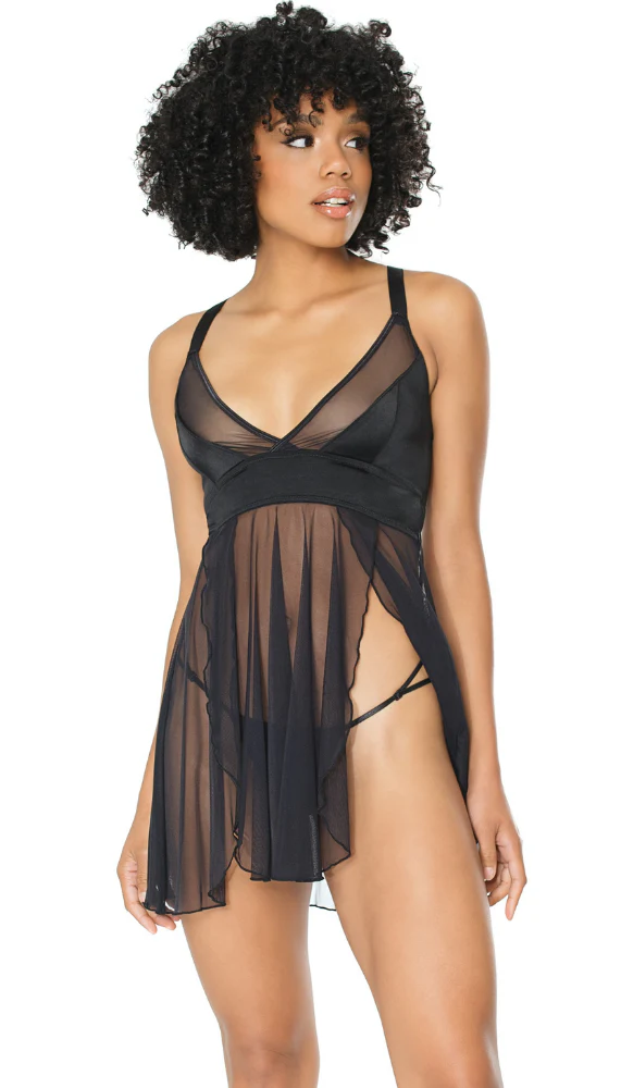 Coquette Lingerie Sexy Sheer Babydoll & G-String Set - Image 2