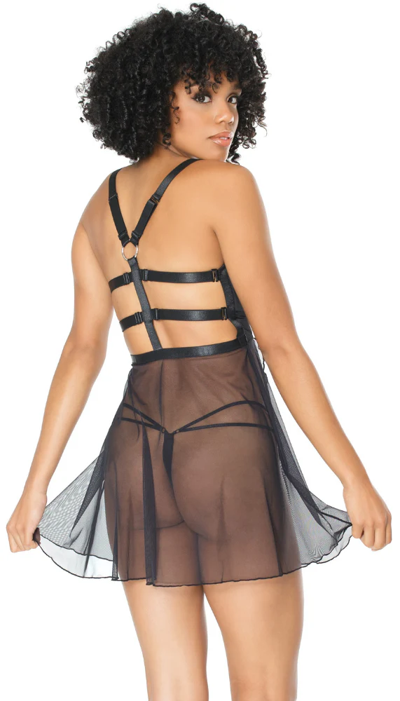 Coquette Lingerie Sexy Sheer Babydoll & G-String Set - Image 3