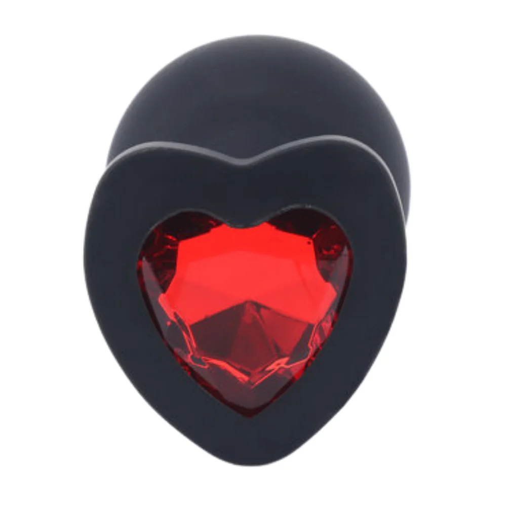 Silicone Heart Jeweled Anal Plug - 3 Sizes Available! - Image 3