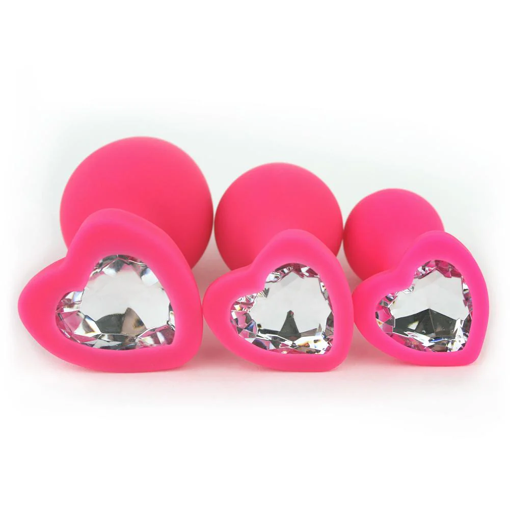 Silicone Heart Jeweled Anal Plug - 3 Sizes Available! - Image 7
