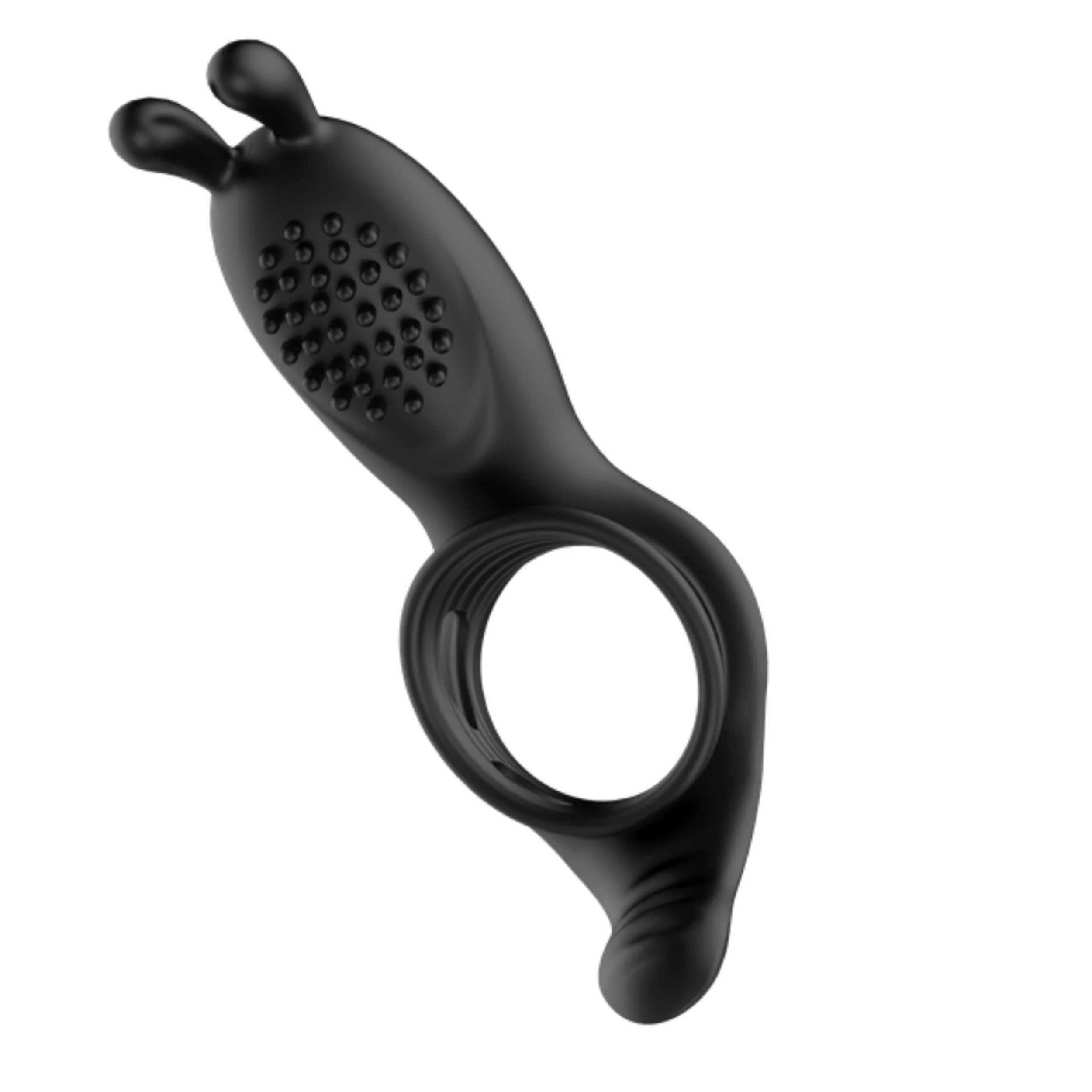 Silicone Vibrating Rabbit Cock Ring with Extended Ball Tickler - Image 3