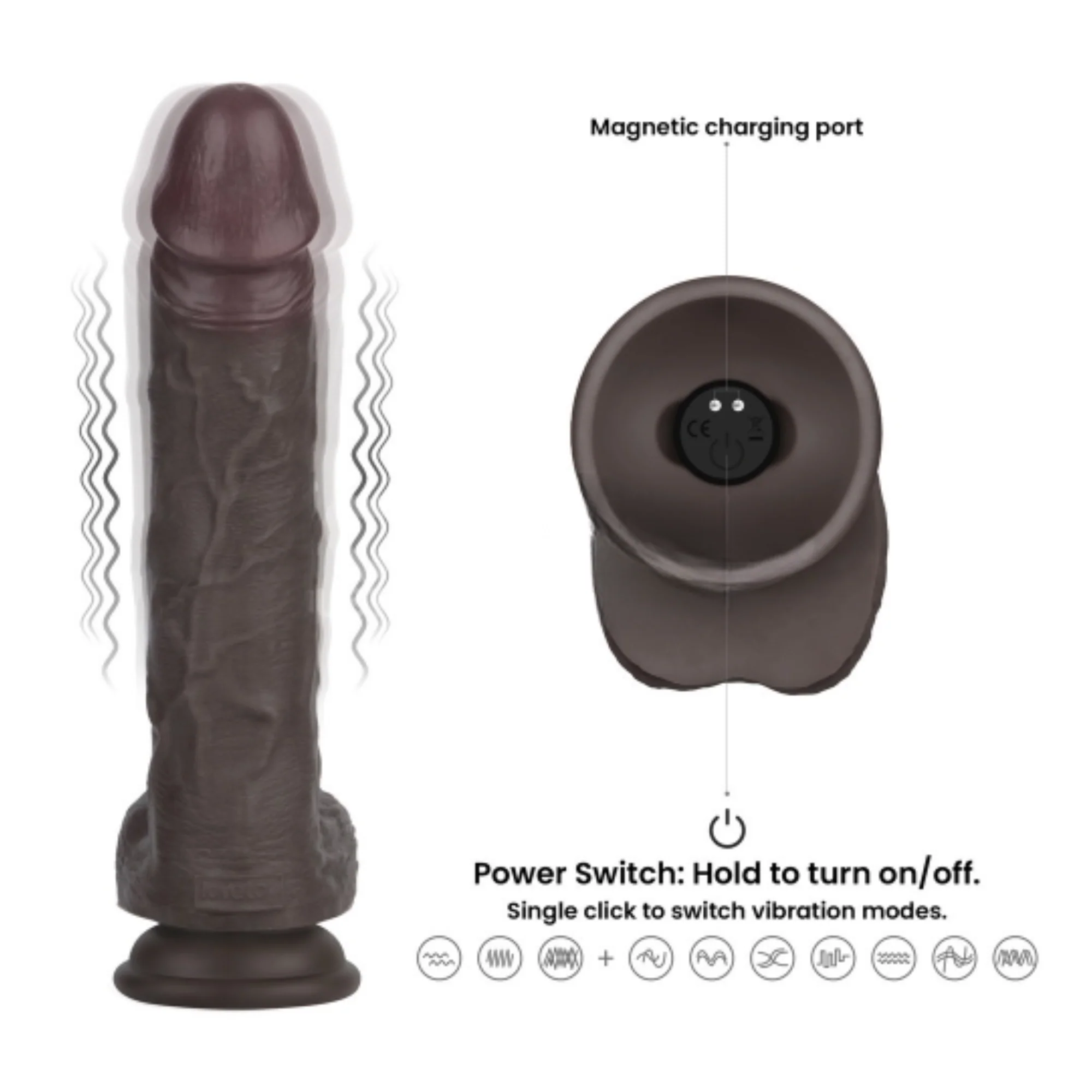 10" Vibrating Sliding Skin Pro II Silicone Dildo - Non-Vibrating Option Available - Image 2