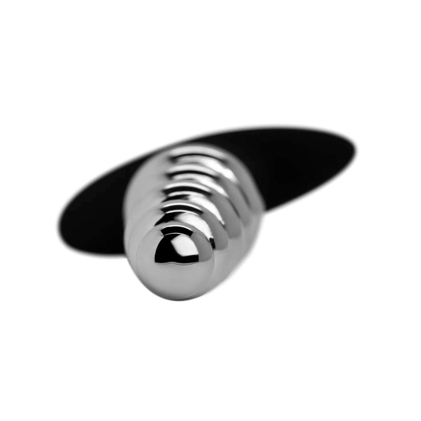 Rippled Metal Butt Plug With Flared Base - Image 3