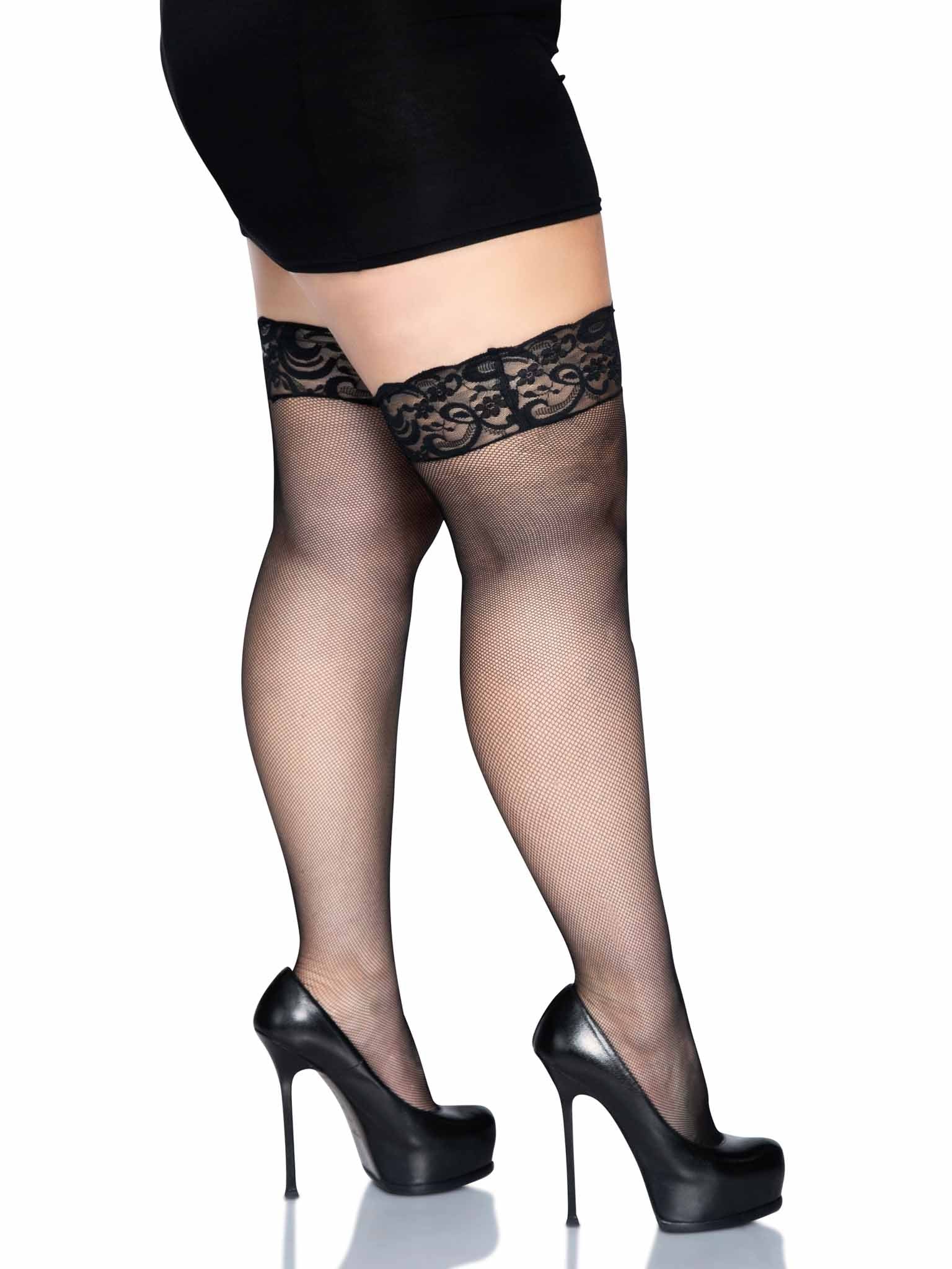 Leg Avenue Stay Up Lace Top Micro Net Thigh Highs - Image 2