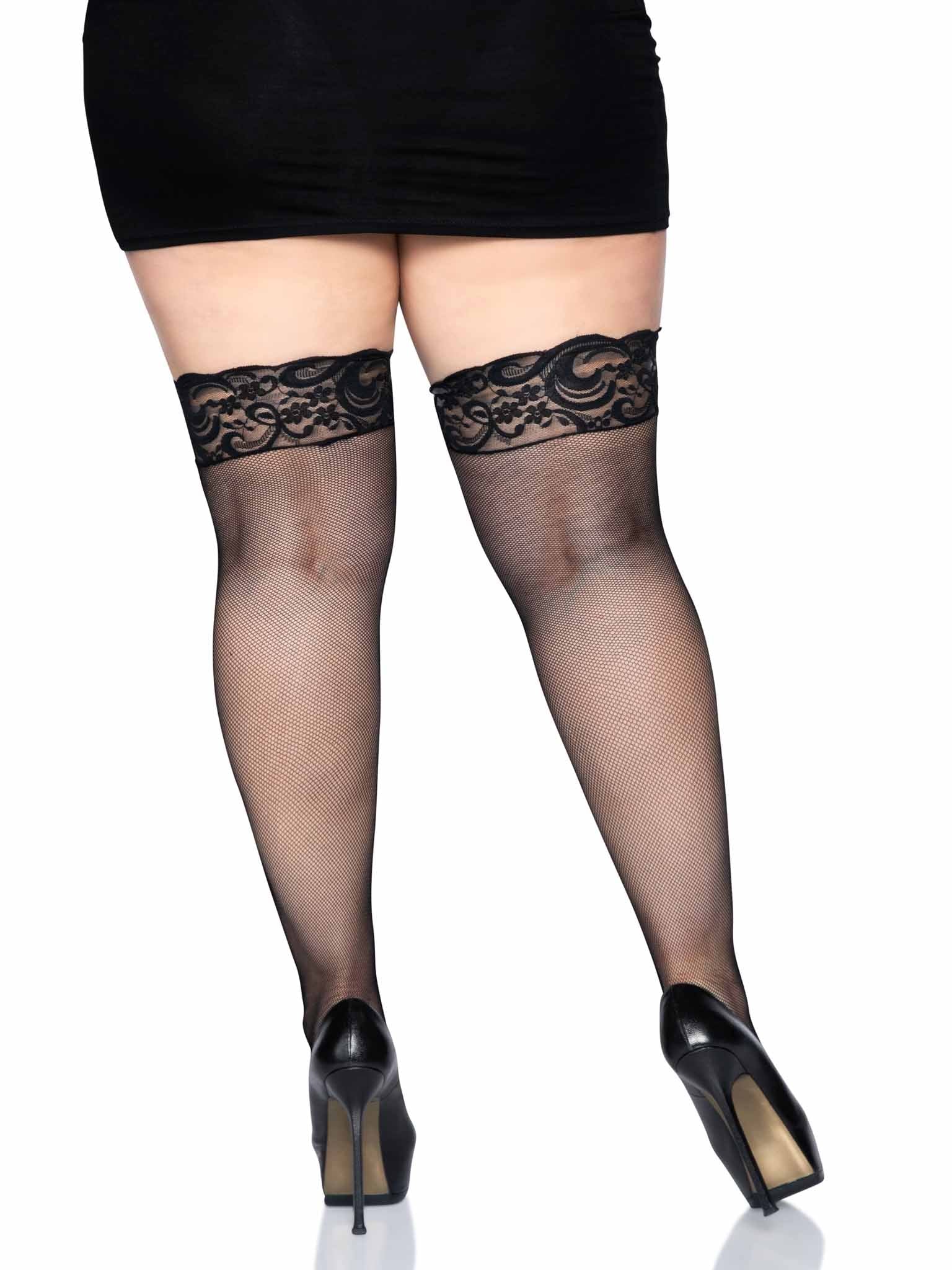 Leg Avenue Stay Up Lace Top Micro Net Thigh Highs - Image 3