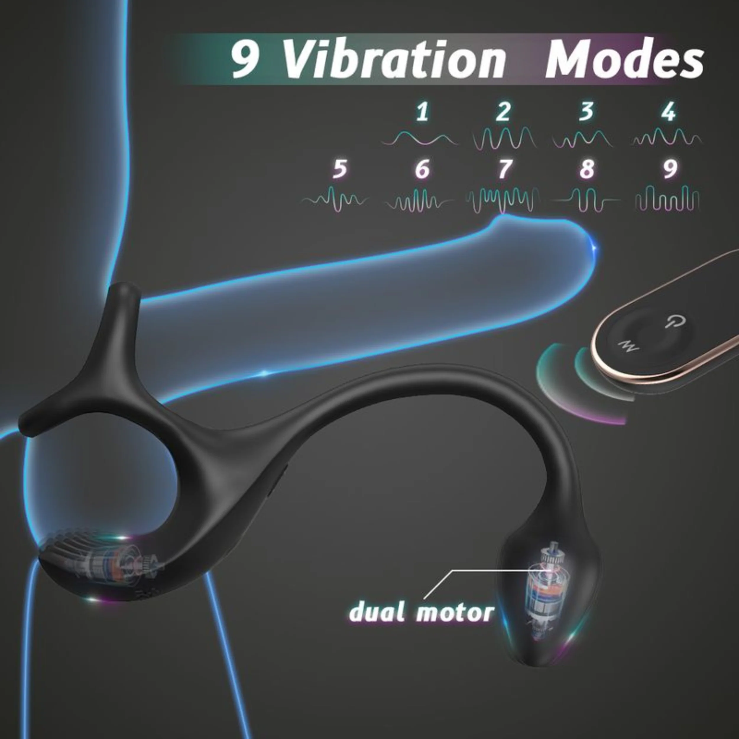 Triple Stimulating Vibrating Silicone Cock Ring with Remote - Penis, Scrotum, and Anal Vibes! - Image 3