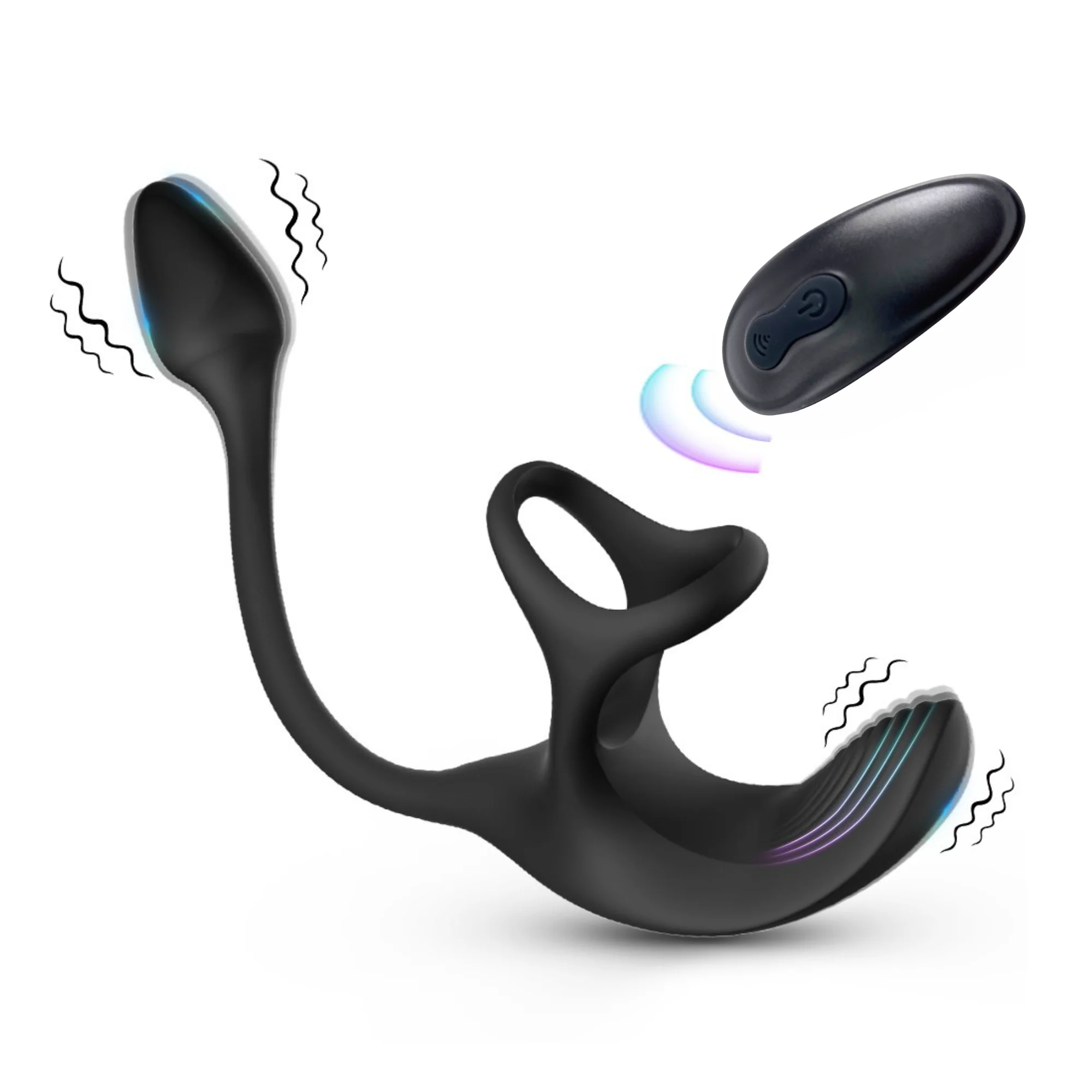Triple Stimulating Vibrating Silicone Cock Ring with Remote - Penis, Scrotum, and Anal Vibes! - Image 5