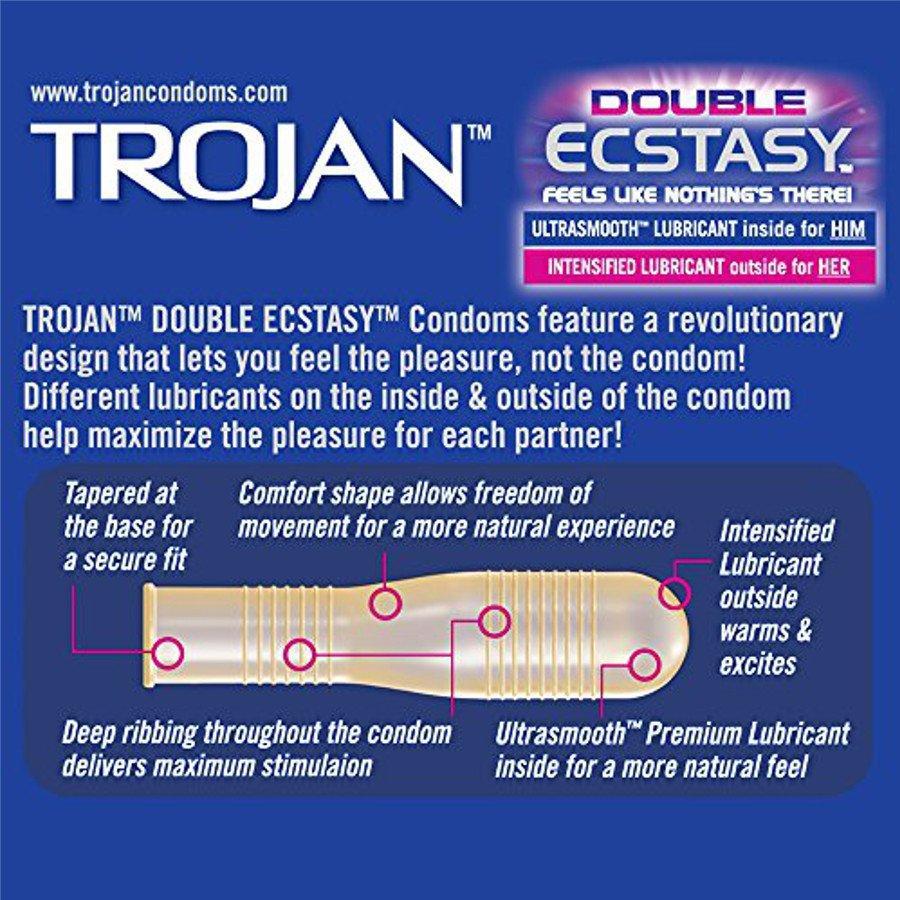 Trojan Double Ecstasy Condoms - 3 Pack - Image 3