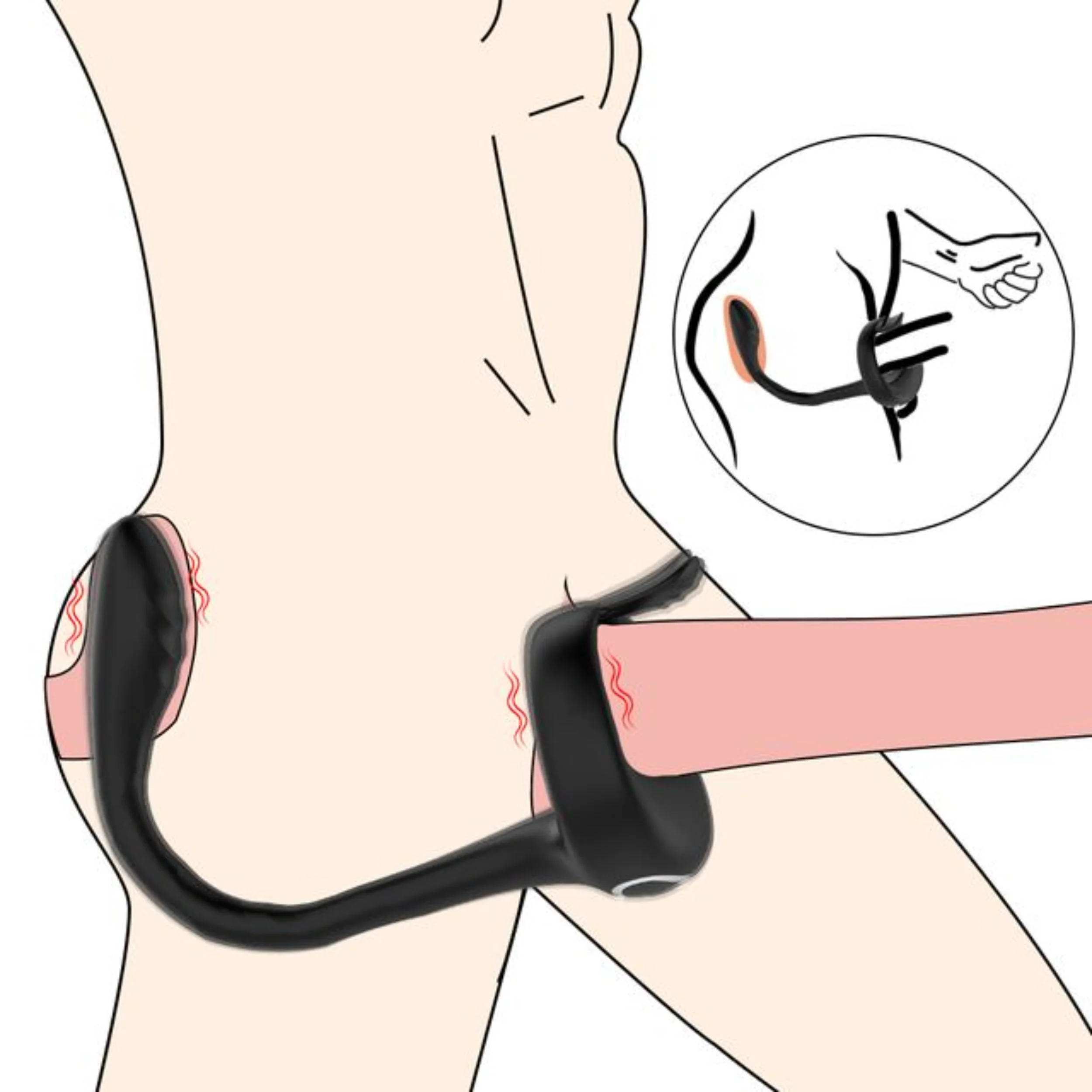 SEDUCE Vibrating Prostate Locking Cock Ring with Clit Tickler - Image 6