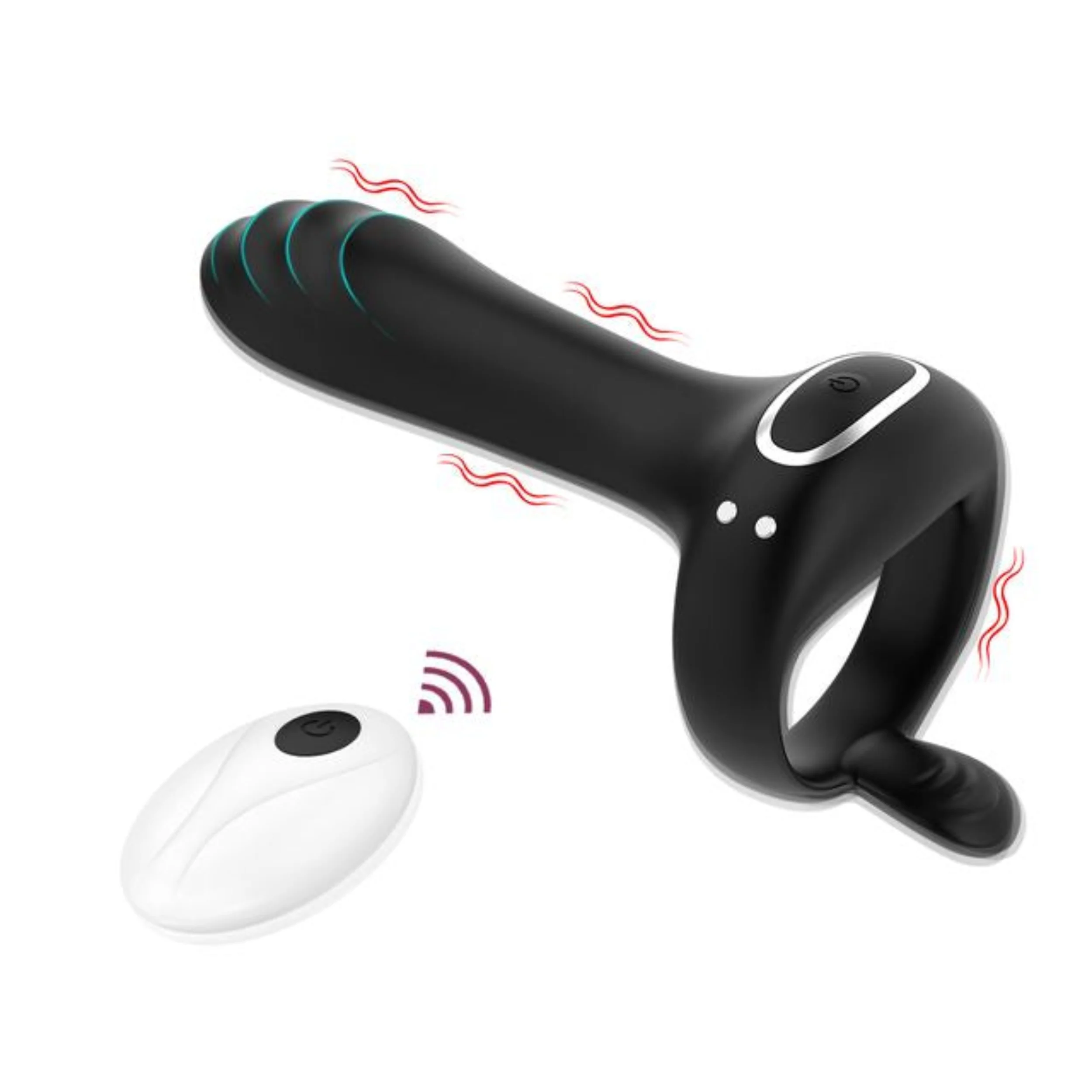 FLIRT Vibrating Silicone C-ring with G-Spot Stimulator & Ball Tickler - Image 5